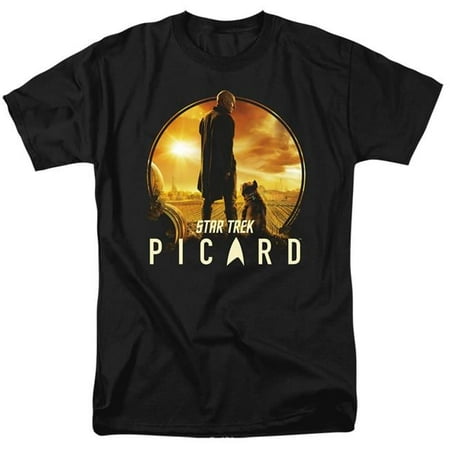 Trevco CBS2666-AT-1 Star Trek Picard - a Man & His Dog Adult 18-1 Regular Fit Short Sleeve T-Shirt, Black - Small