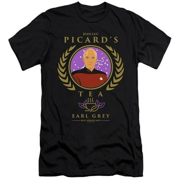 Trevco CBS2667-PSF-3 Star Trek The Next Generation & Tea Earl Grey Hot-HBO Short Sleeve Adult Cotton 30-1 T-Shirt, Black - Large