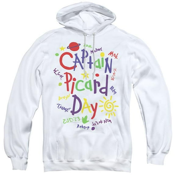 Trevco CBS2672-AFTH-1 Star Trek Picard & Picard Day Adult Pull-Over Hoodie, White - Small