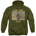 thumbnail image 1 of Trevco  CBS282-AFTH-2 Star Trek Original & Arena - Adult Pull-Over Hoodie, Military Green - Medium, 1 of 1