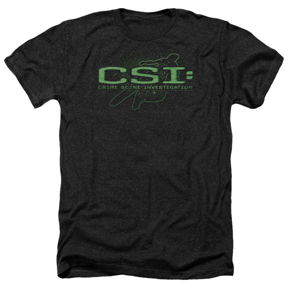 Trevco CBS370-HA-4 CSI & Sketchy Shadow Adult Regular Fit Heather Short Sleeve T-Shirt, Black - Extra Large
