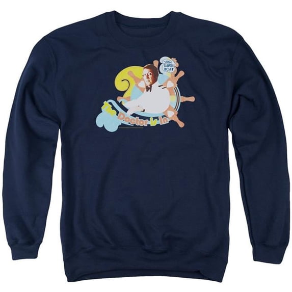 Trevco CBS429-AS-6 Love Boat & the Doctor is In Adult Cotton & Polyster Crewneck Sweatshirt, Navy - 3X