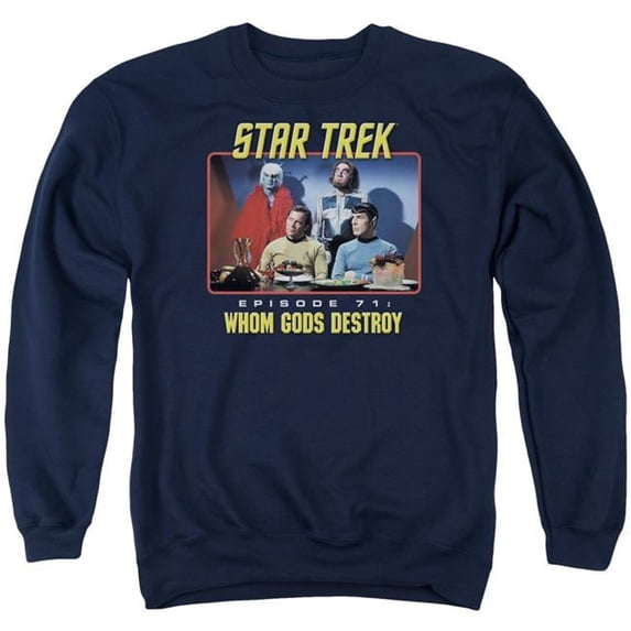 Trevco CBS511-AS-1 Star Trek & Episode 71 Adult Cotton & Polyster Crewneck Sweatshirt, Navy - Small