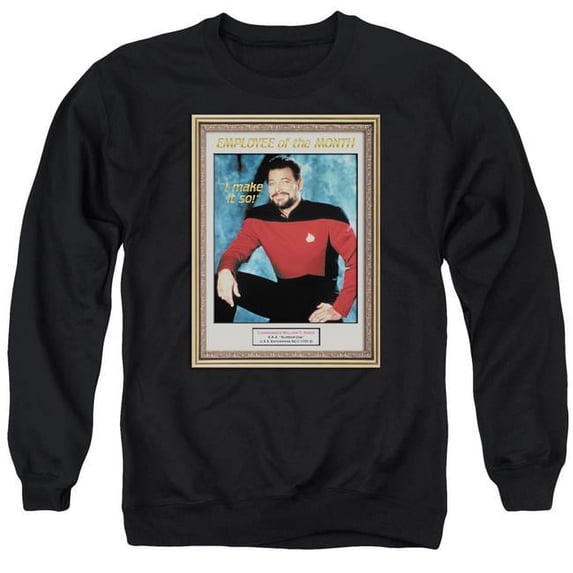 Trevco CBS513-AS-5 Star Trek & Employee of Month Adult Cotton & Polyster Crewneck Sweatshirt, Black - 2X