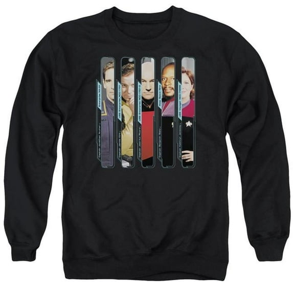 Trevco CBS535-AS-4 Star Trek & the Captains Adult Cotton & Polyster Crewneck Sweatshirt, Black - Extra Large