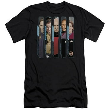 Trevco CBS535-PSF-3 Star Trek & The Captains Premium Canvas Adult Cotton Slim Fit 30-1 T-Shirt, Black - Large