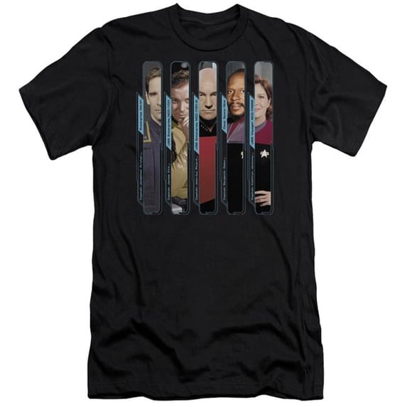 Trevco CBS535-PSF-3 Star Trek & The Captains Premium Canvas Adult Cotton Slim Fit 30-1 T-Shirt, Black - Large