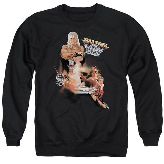 Trevco CBS536-AS-2 Star Trek & Wrath of Khan Movie Adult Cotton & Polyster Crewneck Sweatshirt, Black - Medium