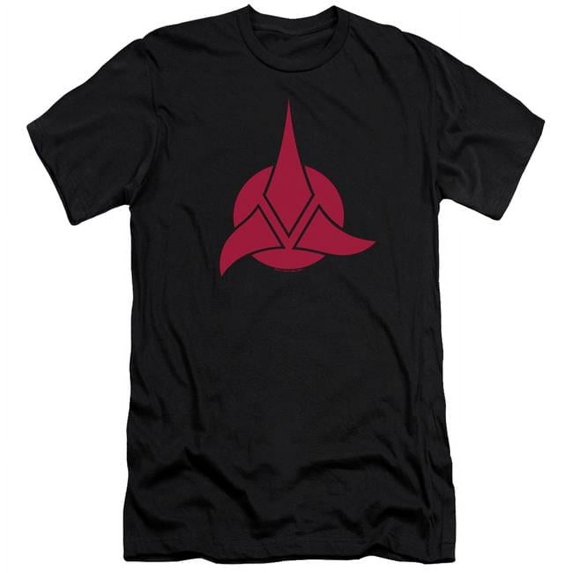 Trevco CBS548-PSF-4 Star Trek & Klingon Logo Premium Canvas Adult Cotton Slim Fit 30-1 T-Shirt, Black - Extra Large