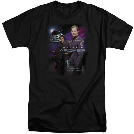 Trevco CBS564-ATT-4 Star Trek & Captain Archer Adult Tall Fit 18-1 Short Sleeve T-Shirt, Black - Extra Large
