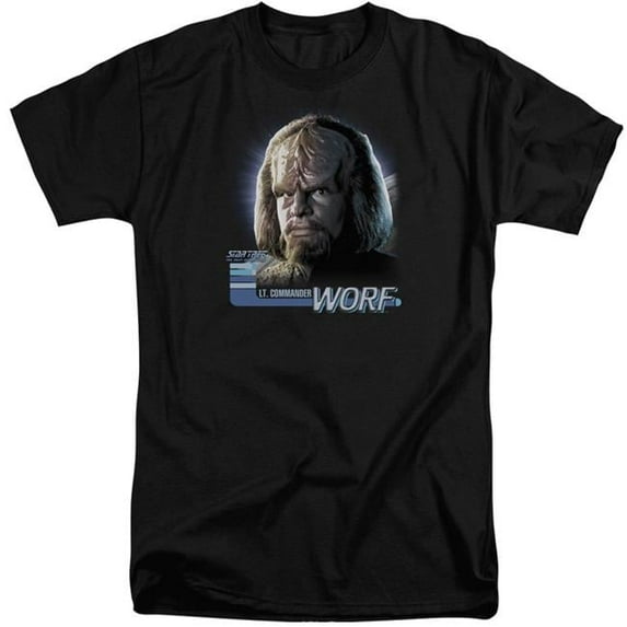 Trevco CBS614-ATT-4 Star Trek & Tng Worf Short Sleeve Adult Cotton Tall T-Shirt, Black - Extra Large
