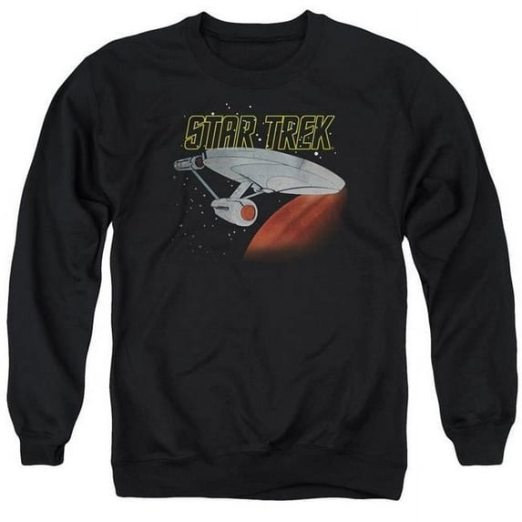 Trevco CBS638-AS-2 Star Trek & Retro Enterprise Adult Cotton & Polyster Crewneck Sweatshirt, Black - Medium