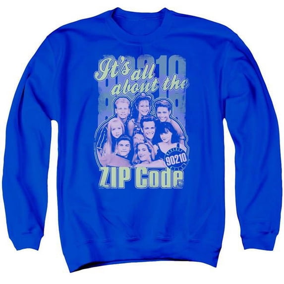 Trevco CBS646-AS-5 90210 & Zip Code Adult Cotton & Polyster Crewneck Sweatshirt, Royal Blue - 2X