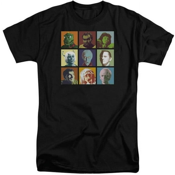 Trevco CBS742-ATT-6 Star Trek & Alien Squares Short Sleeve Adult Cotton Tall T-Shirt, Black - 3X