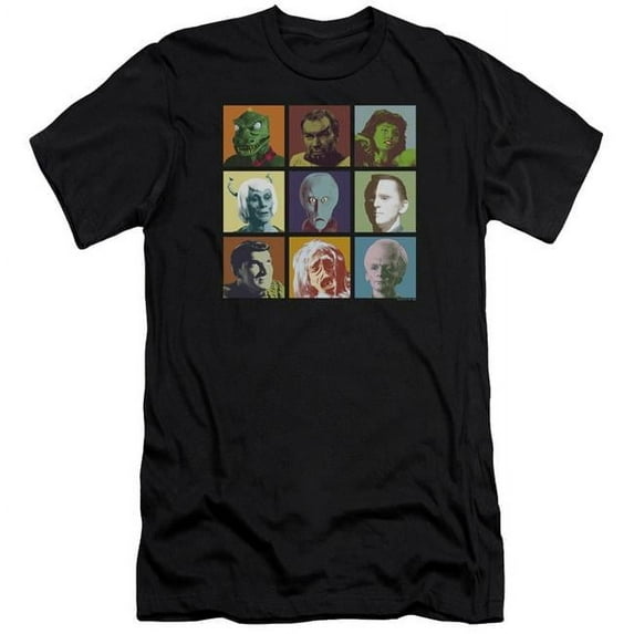 Trevco CBS742-PSF-2 Star Trek & Alien Squares Premium Canvas Adult Cotton Slim Fit 30-1 T-Shirt, Black - Medium