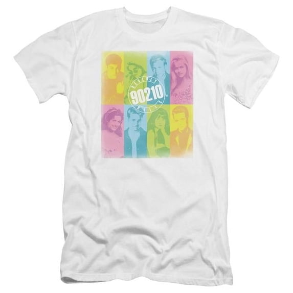 Trevco CBS759-PSF-5 90210 & Color Block of Friends Premium Canvas Adult Cotton Slim Fit 30-1 T-Shirt, White - 2X