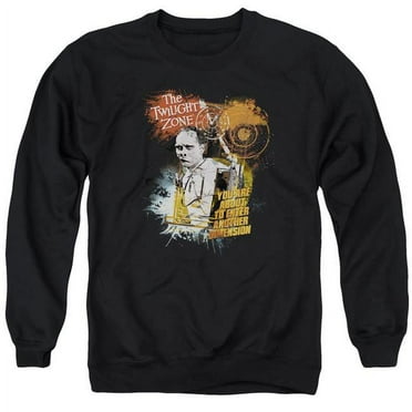 Trevco CBS765-AS-3 Twilight Zone & Enter At Own Risk Adult Cotton & Polyster Crewneck Sweatshirt, Black - Large