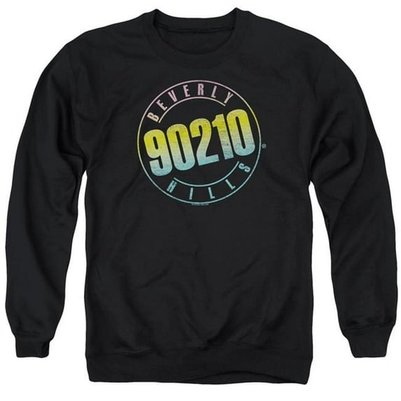 Trevco CBS787B-AS-2 90210 & Color Blend Logo Adult Cotton & Polyster Crewneck Sweatshirt, Black - Medium