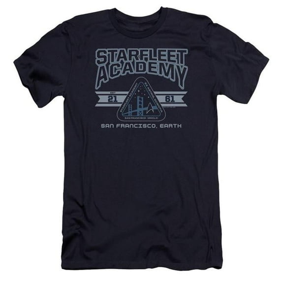 Trevco CBS863-PSF-5 Star Trek & Starfleet Academy Earth Premium Canvas Adult Cotton Slim Fit 30-1 T-Shirt, Navy - 2X