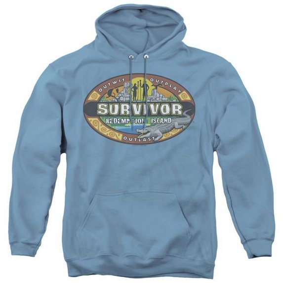 Trevco CBS882-AFTH-1 Survivor & Redemption Island - Adult Pull-Over Hoodie, Carolina Blue - Small