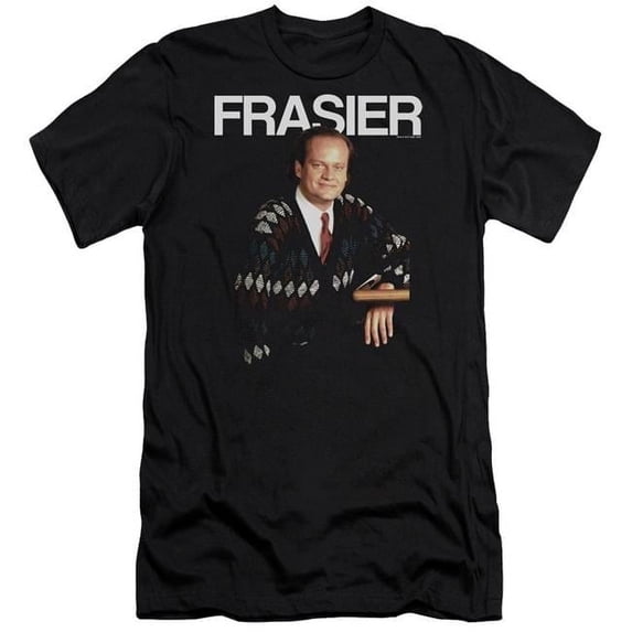 Trevco CBS930-PSF-4 Cheers & Frasier Premium Canvas Adult Cotton Slim Fit 30-1 T-Shirt, Black - Extra Large