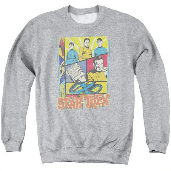 Trevco CBS934-AS-5 Star Trek & Vintage Collage Adult Cotton & Polyster Crewneck Sweatshirt, Athletic Heather - 2X