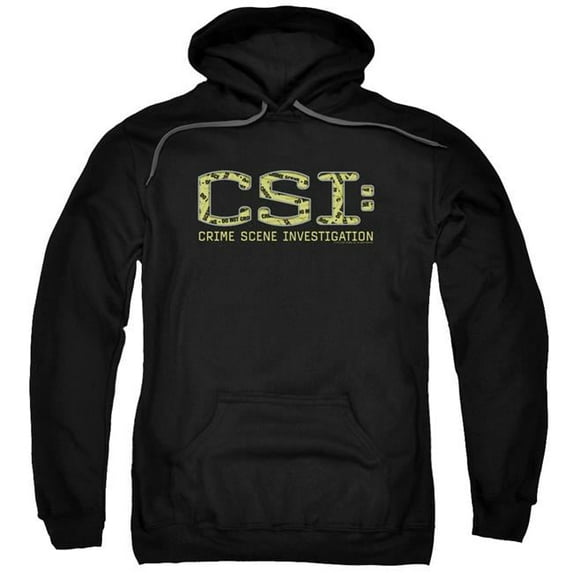 Trevco CBS946-AFTH-7 CSI & Collage Logo Adult Cotton & Polyster Pull-Over Hoodie, Black - 4X