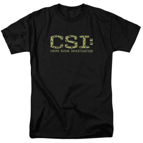 Trevco CBS946-AT-9 CSI & Collage Logo Short Sleeve Adult Cotton 18-1 T-Shirt, Black - 6X