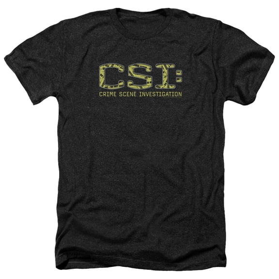 Trevco CBS946-HA-4 CSI & Collage Logo Adult Regular Fit Heather Short Sleeve T-Shirt, Black - Extra Large