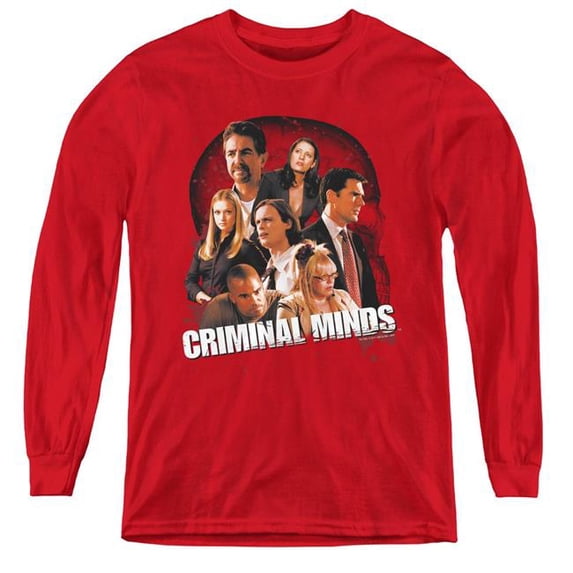 Trevco CBS977-YL-2 Criminal Minds & Brain Trust - Youth Long Sleeve Tee, Red - Medium