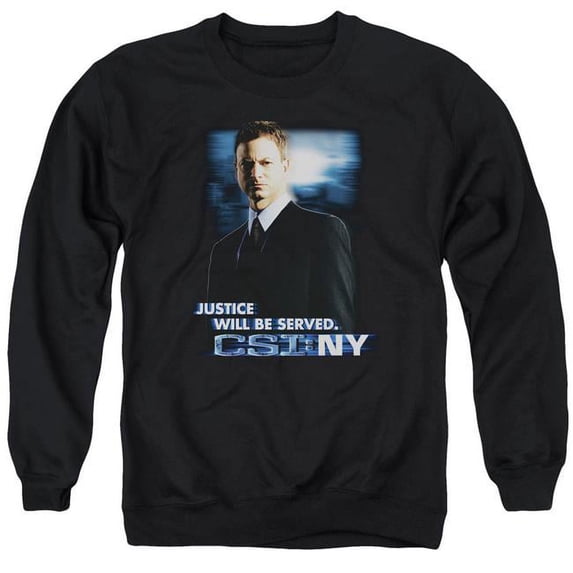Trevco CBS978-AS-2 CSI-Ny & Justice Served Adult Cotton & Polyster Crewneck Sweatshirt, Black - Medium