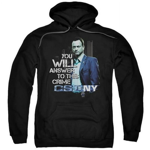 Trevco CBS980-AFTH-8 CSI NY & You Will Answer Adult Pull-Over Hoodie, Black - 5X
