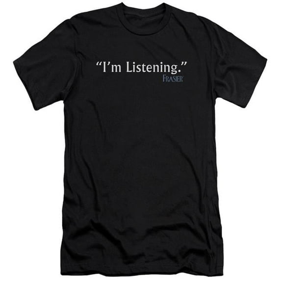 Trevco CBS993-PSF-2 Frasier & IM Listening Premium Canvas Adult Cotton Slim Fit 30-1 T-Shirt, Black - Medium