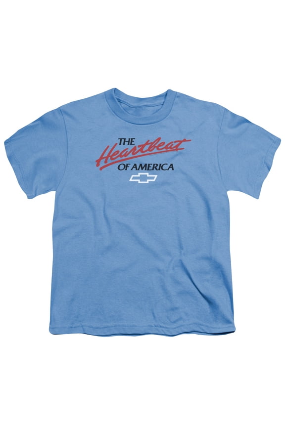 CHV116-YT-1 Chevrolet & Heartbeat of America Youth 18-1 Short Sleeve T-Shirt, Carolina Blue - Small