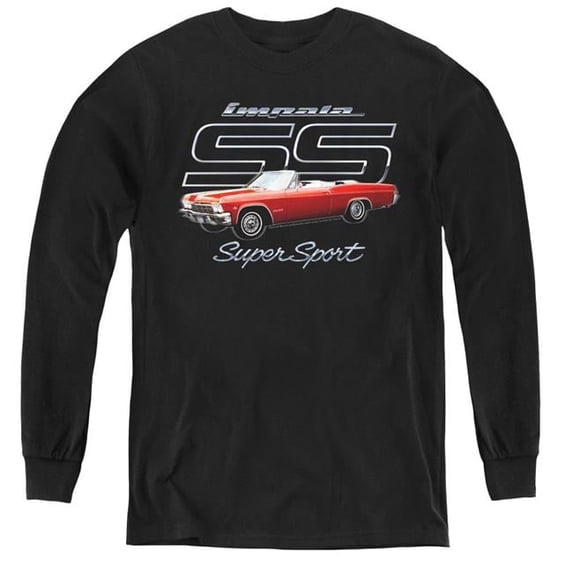 Trevco CHV191-YL-3 Chevrolet & Impala SS-Youth Long Sleeve Tee, Black - Large