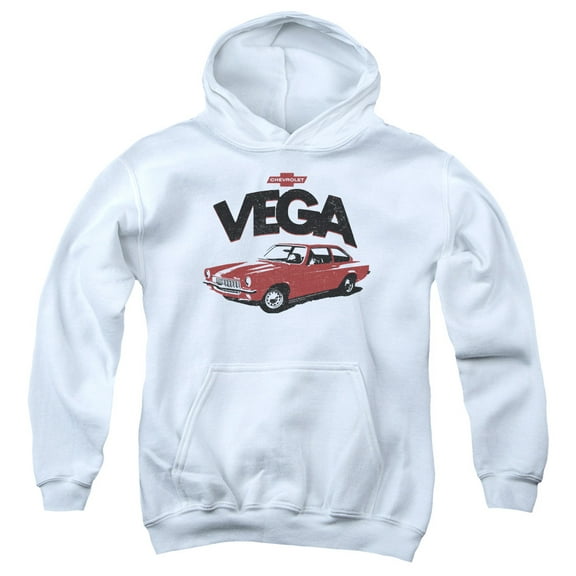 Trevco CHV203-YFTH-4 Chevrolet & Rough Vega Youth Pull-Over Hoodie, White - Extra Large