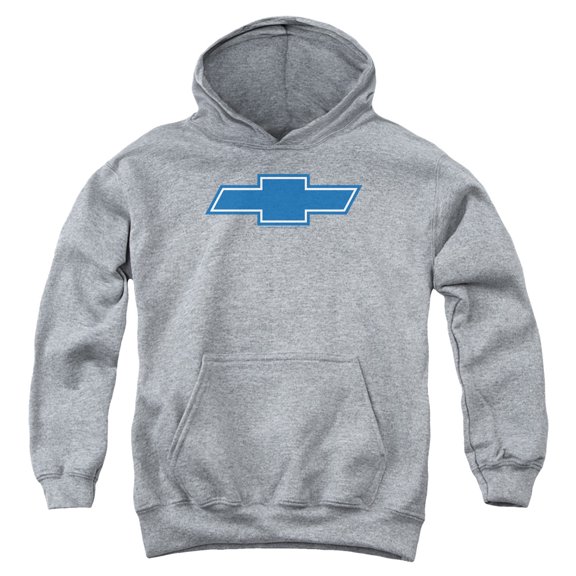 Trevco CHV216-YFTH-1 Chevrolet & Simple Vintage Bowtie Youth Pull-Over Hoodie, Athletic Heather - Small