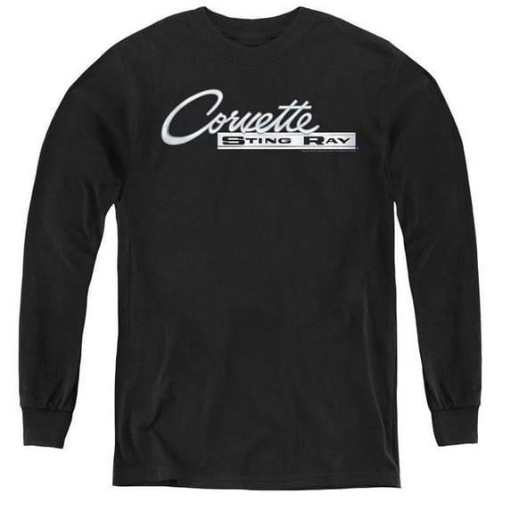 Trevco CHV217-YL-1 Chevrolet & Chrome Stingray Logo-Youth Long Sleeve Tee, Black - Small