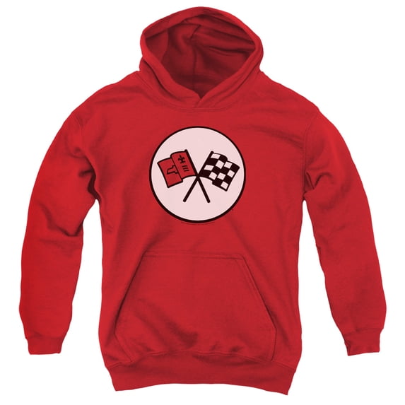 Trevco CHV219-YFTH-1 Chevrolet & 2nd Gen Vette Logo Youth Pull-Over Hoodie, Red - Small