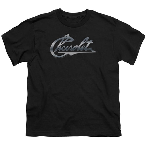 Trevco CHV221-YT-4 Chevrolet & Chrome Vintage Chevy Bowtie Youth 18-1 Short Sleeve T-Shirt, Black - Extra Large