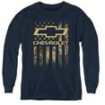 thumbnail image 1 of Trevco  CHV247-YL-3 Chevrolet & Camo Flag-Youth Long Sleeve Tee, Navy - Large, 1 of 1