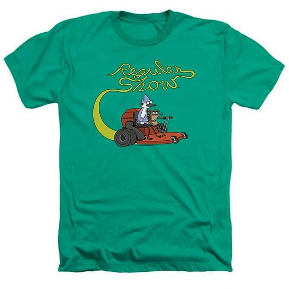 Trevco CN110-HA-5 Regular Show & Mower-Adult Heather T-Shirt, Kelly Green - 2X