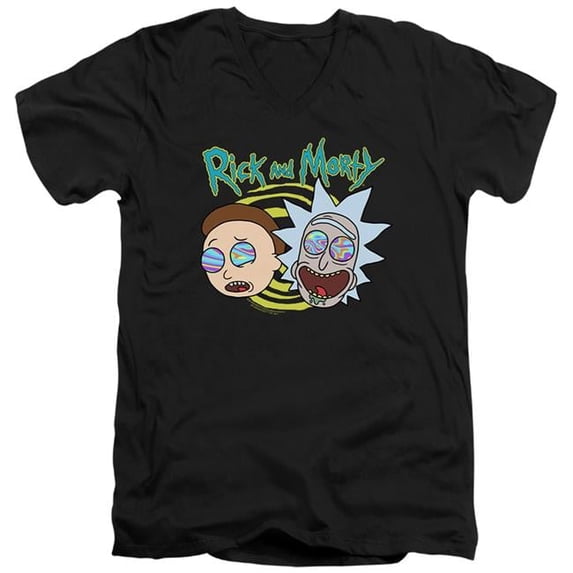 Trevco CN1698-AV-3 Rick & Morty Blown Minds Short Sleeve Adult V-Neck 30-1 T-Shirt, Black - Large