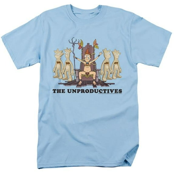 Trevco CN1713-AT-5 Rick & Morty The Unproductives Short Sleeve Adult 18-1 T-Shirt, Light Blue - 2X