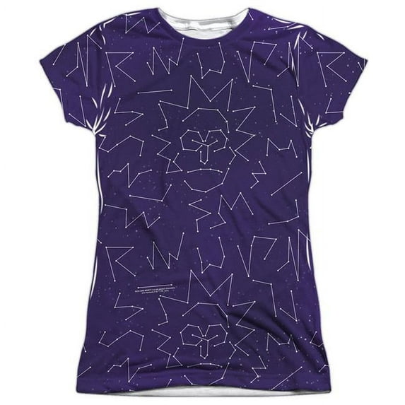 Trevco CN1759-JSPP-4 Rick & Morty Stars Short Sleeve Junior Poly Crew T-Shirt, White - Extra Large