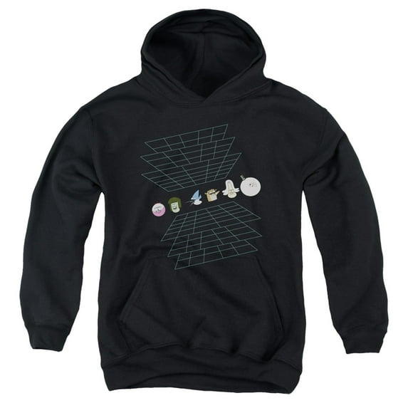 Trevco CN186-YFTH-4 The Regular Show & Regular Grid Youth Pull-Over Hoodie, Black - Extra Large