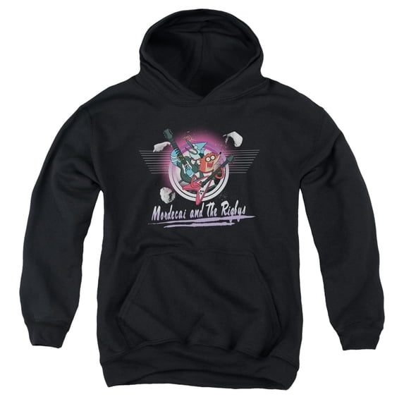 Trevco CN191-YFTH-4 The Regular Show - Mordecai & the Rigbys Youth Pull-Over Hoodie, Black - Extra Large