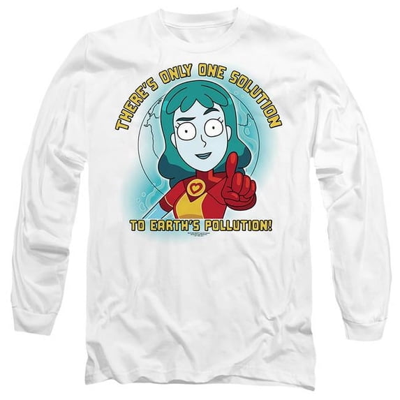 Trevco CN1953-AL-2 Rick & Morty Planetina Long Sleeve Adult 18-1 T-Shirt, White - Medium