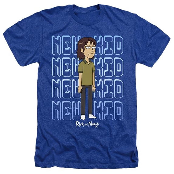 Trevco CN1958-HA-1 Rick & Morty Bruce Chutback-Adult Heather T-Shirt, Royal Blue - Small