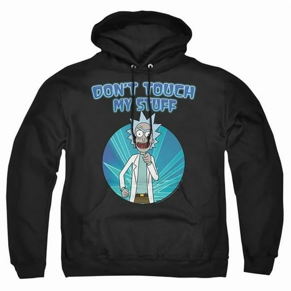 Trevco CN1963-AFTH-1 Rick & Morty Dont Touch-Adult Pull-Over Hoodie, Black - Small